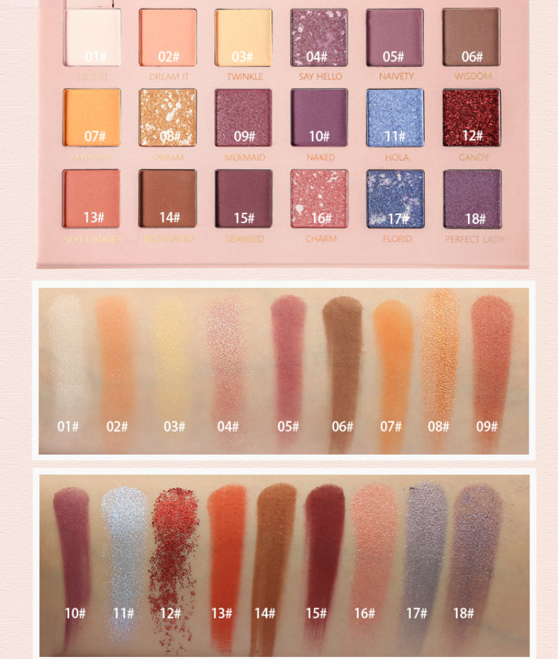 18-color matte pearl burst eyeshadow palette