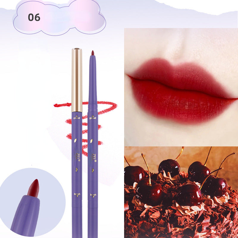 Waterproof non-stick cup matte fine core double-ended (lip pencil + lip brush) lip liner
