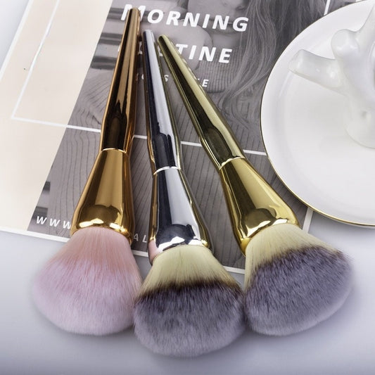 Nylon Bristle Powder Blush Brush with Metal Handle