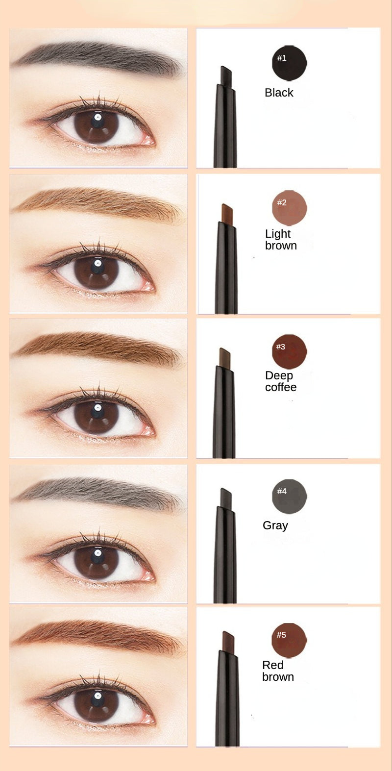 Triangular automatic double-headed waterproof and sweat-proof eyebrow pencil