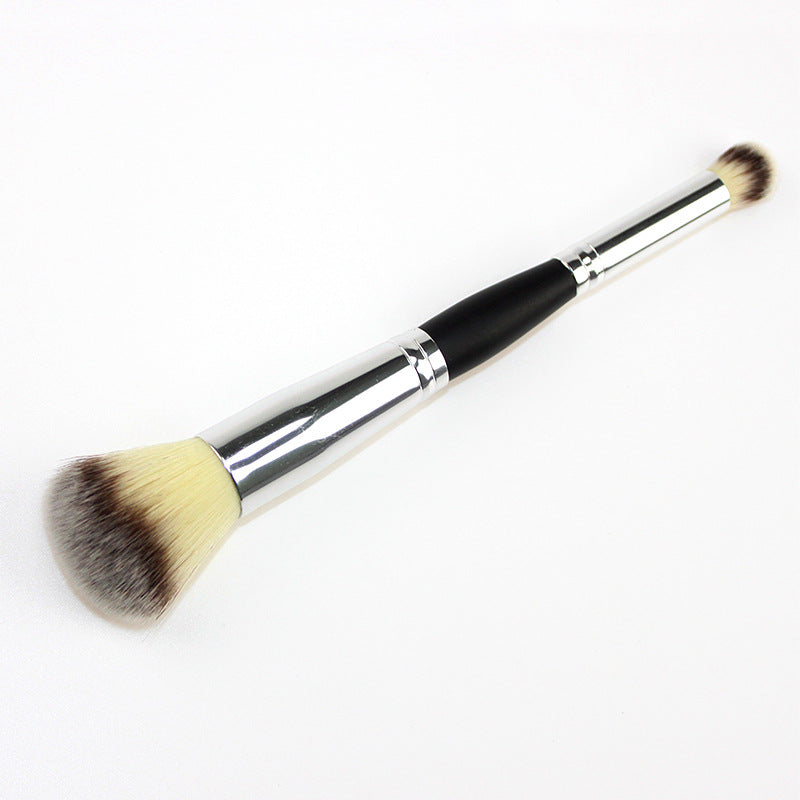 Double head (blush brush/loose powder highlighter brush + nose shadow contour brush) universal makeup brush