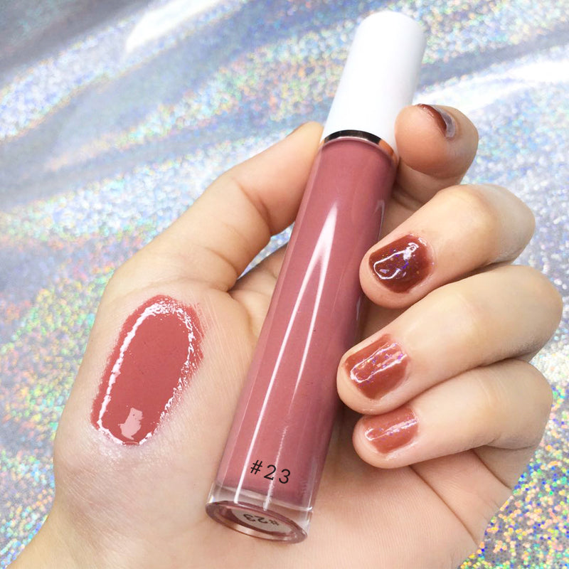 High quality cosmetics vendor vegan brown lip gloss high pigment organic private label lip gloss