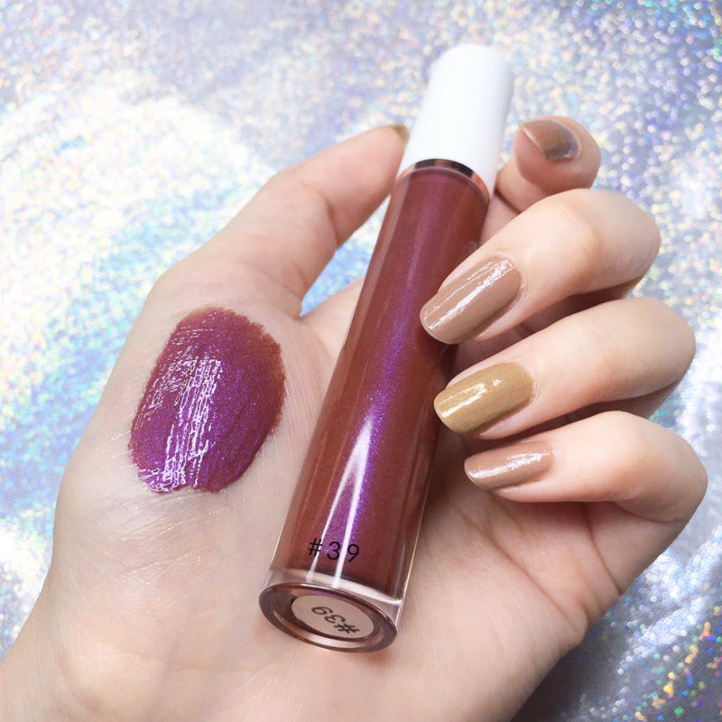 High quality cosmetics vendor vegan brown lip gloss high pigment organic private label lip gloss