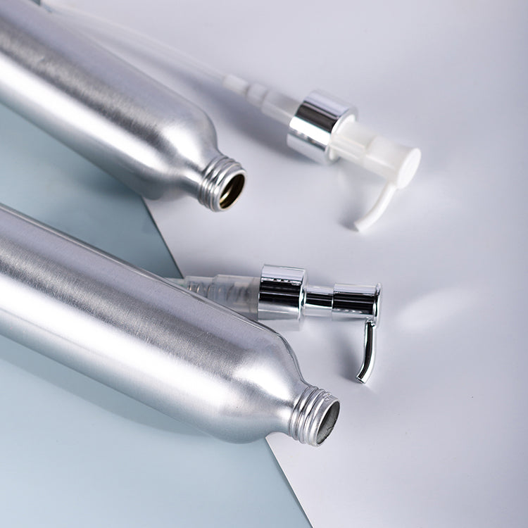Aluminium Cosmetic Oil Bottle With Silver Oil Pump