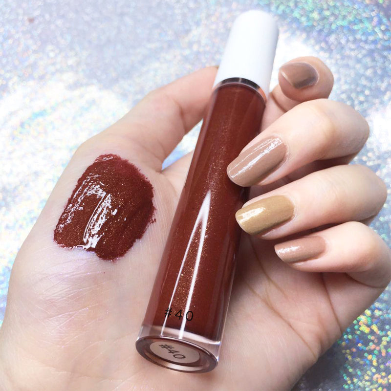 High quality cosmetics vendor vegan brown lip gloss high pigment organic private label lip gloss