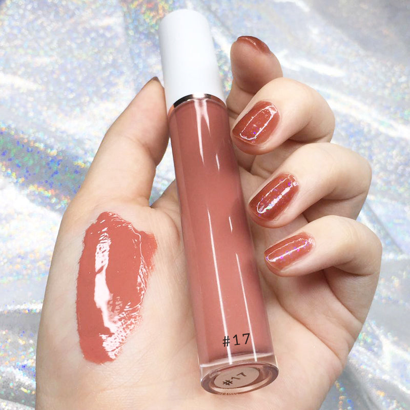 High quality cosmetics vendor vegan brown lip gloss high pigment organic private label lip gloss