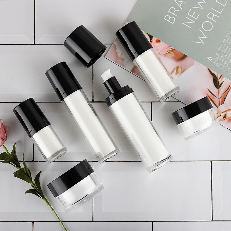 Black and white cylindrical bottle Vacuum cosmetic bottle