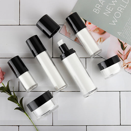 Black and white cylindrical bottle Vacuum cosmetic bottle