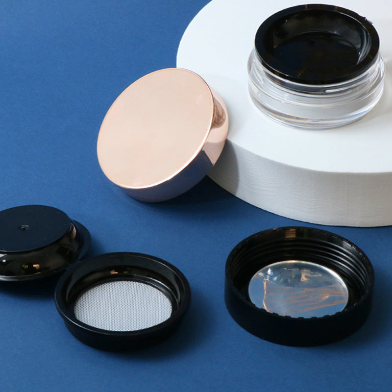 Round double-layer elastic mesh with mirror powder box