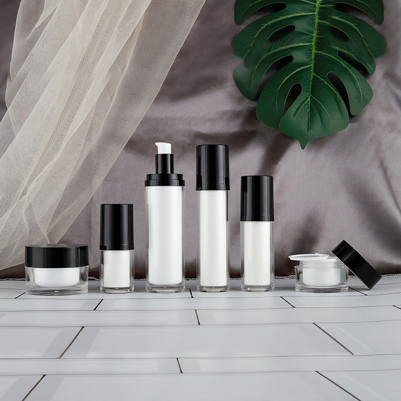 Black and white cylindrical bottle Vacuum cosmetic bottle
