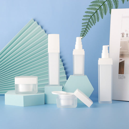 Frosted white square bottle