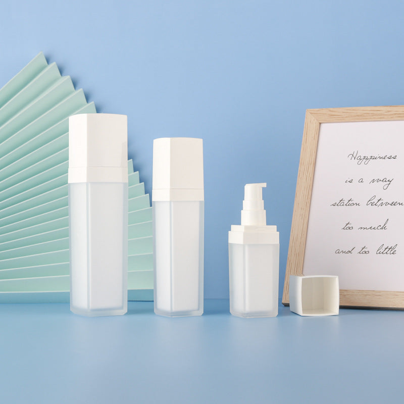 Frosted white square bottle