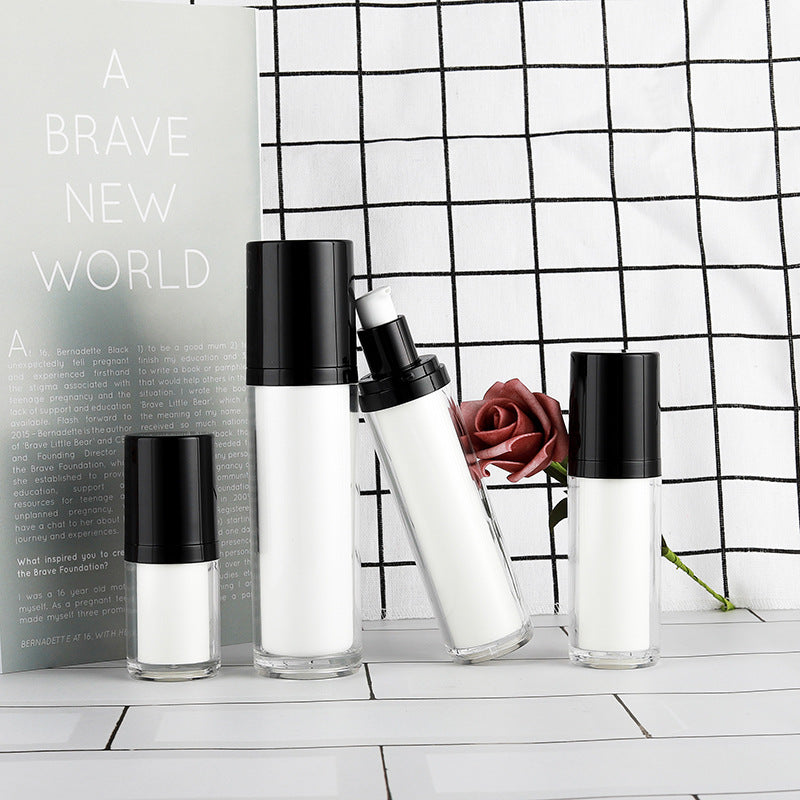 Black and white cylindrical bottle Vacuum cosmetic bottle