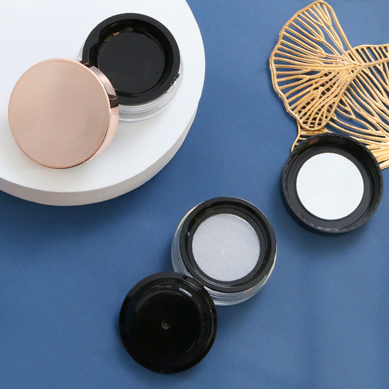 Round double-layer elastic mesh with mirror powder box