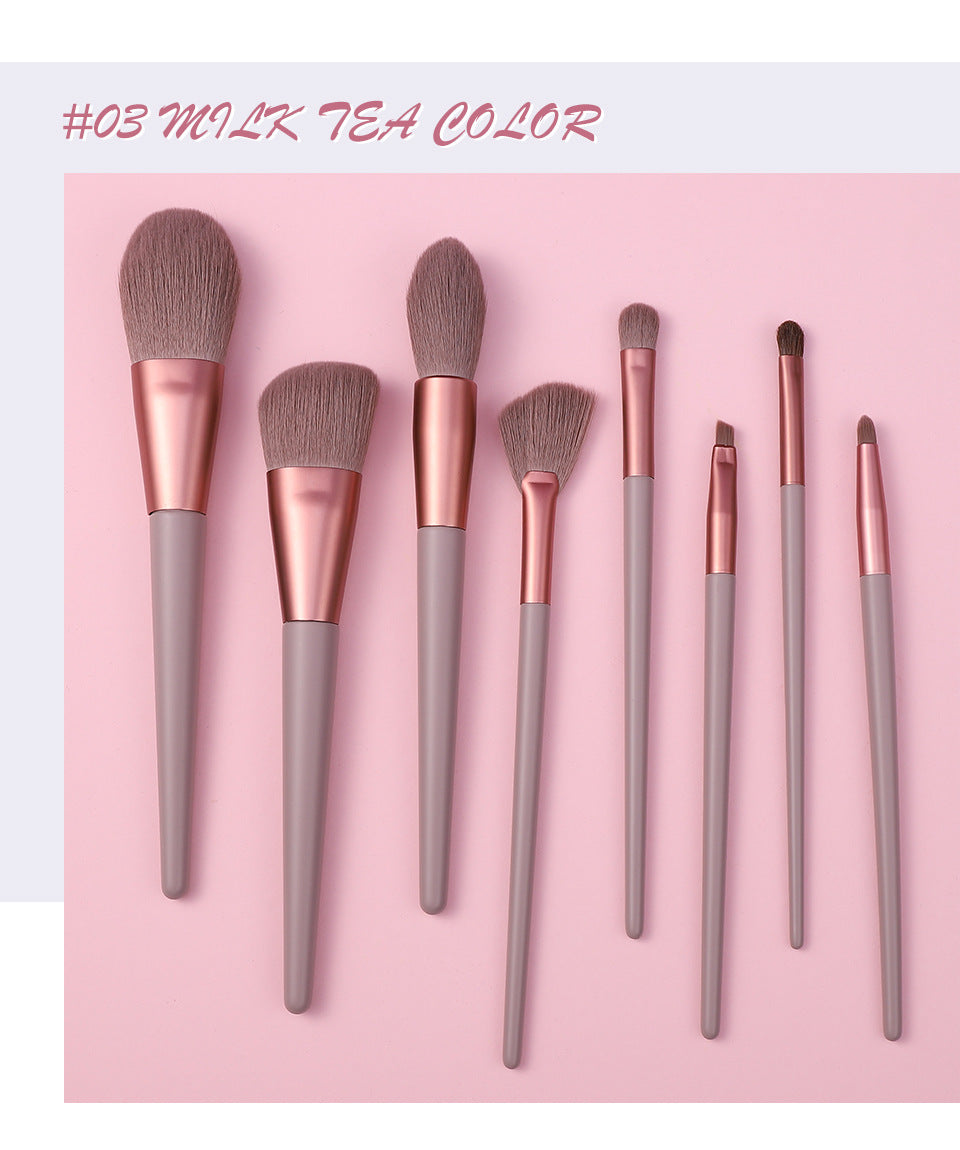 Set of eight makeup brushes