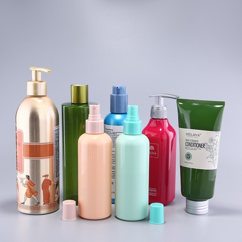 Pump dispenser aluminum metal shampoo bottle