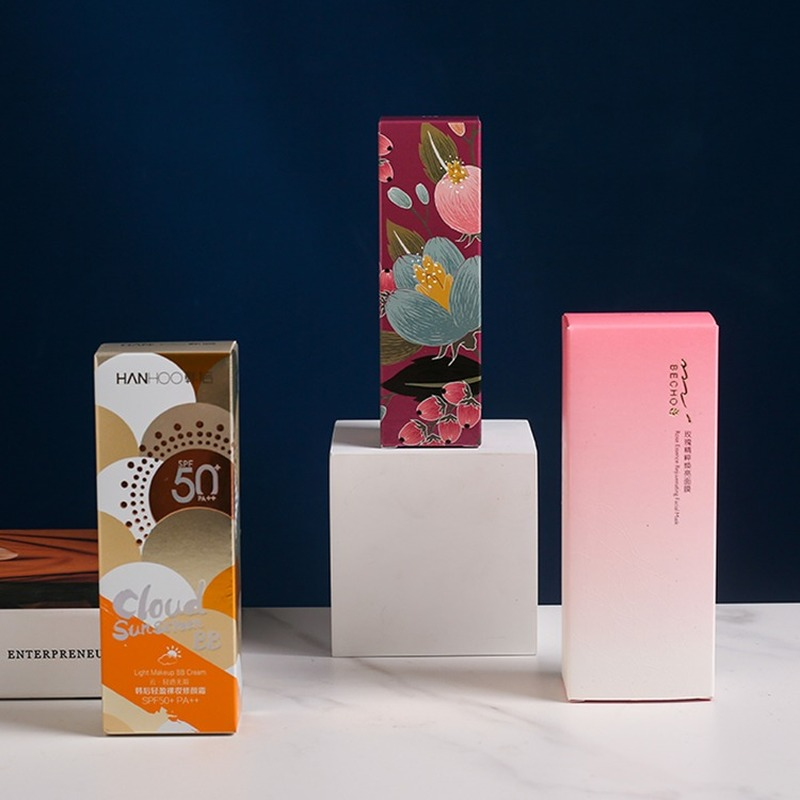 Gold Shiny Beauty Cosmetic White Paper Box Packaging