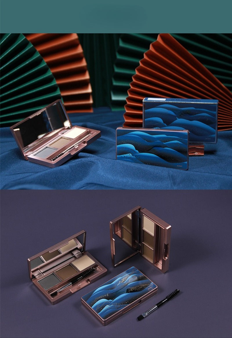 Waterproof and sweat proof highlight shadow side shadow is easy to last and not easy to decolorize tricolor eyebrow powder