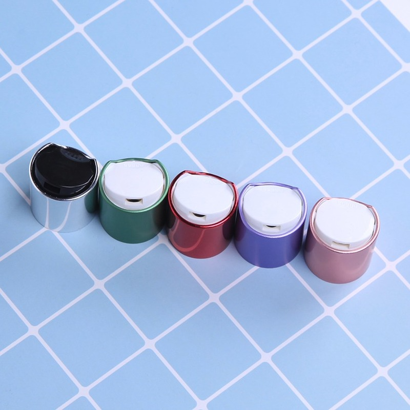 Chrome metallic cosmetic bottle disc top cap