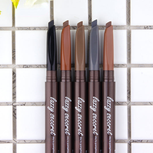 Double head automatic rotating machete triangle waterproof eyebrow pencil