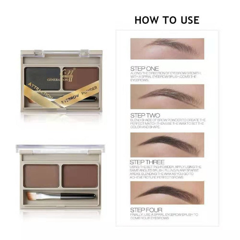 Eyebrow brush + eyebrow pencil + eyebrow powder waterproof two-color eyebrow powder set