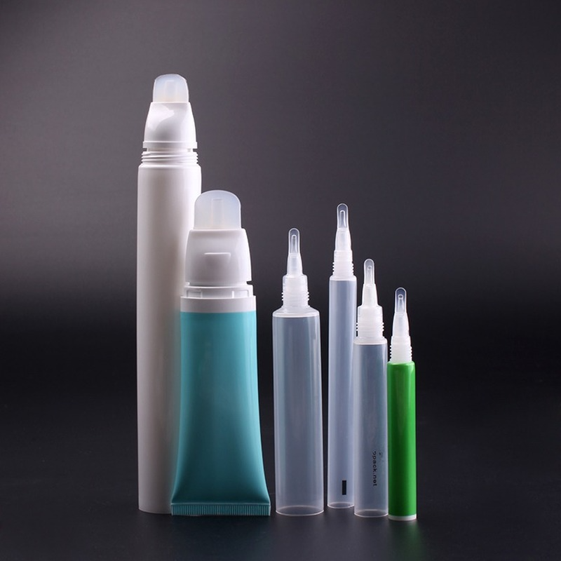 customized plastic tube with brush applicator, transparent silicone brush tube