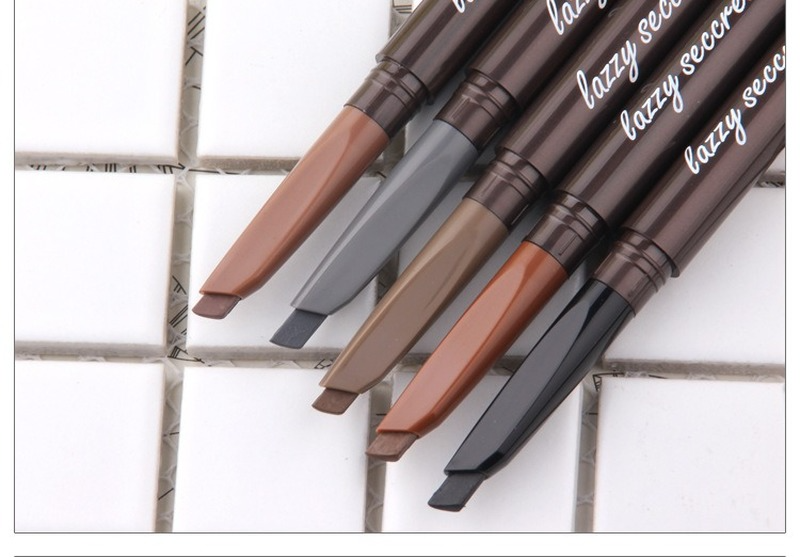 Double head automatic rotating machete triangle waterproof eyebrow pencil