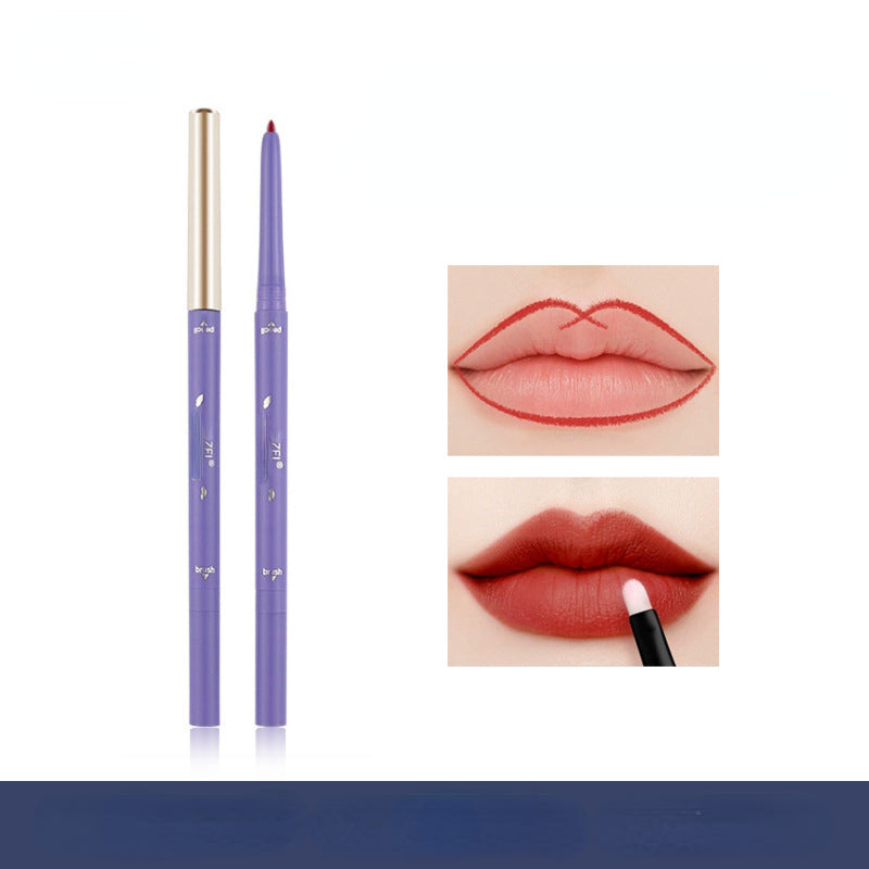 Waterproof non-stick cup matte fine core double-ended (lip pencil + lip brush) lip liner
