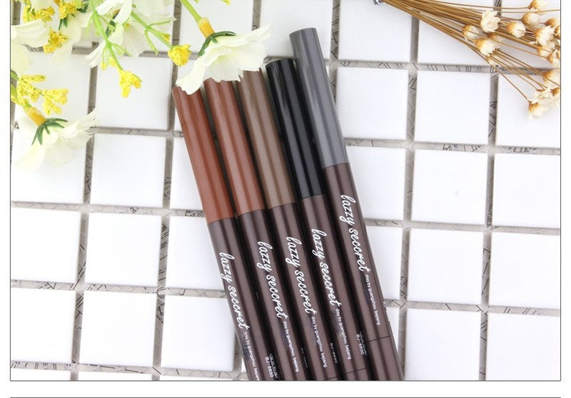 Double head automatic rotating machete triangle waterproof eyebrow pencil