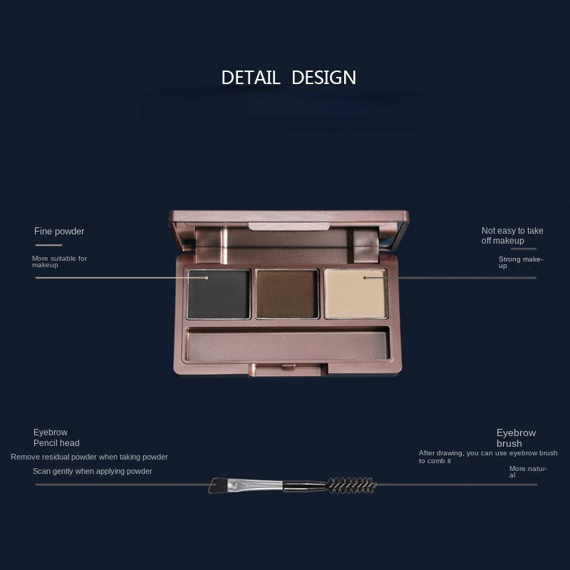 Waterproof and sweat proof highlight shadow side shadow is easy to last and not easy to decolorize tricolor eyebrow powder