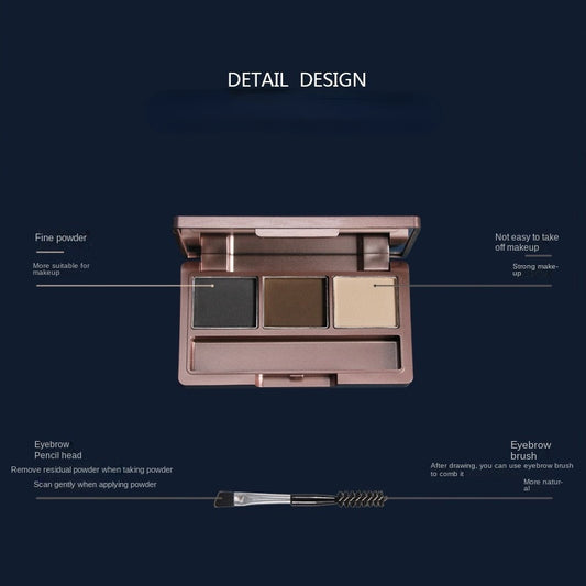 Waterproof and sweat proof highlight shadow side shadow is easy to last and not easy to decolorize tricolor eyebrow powder