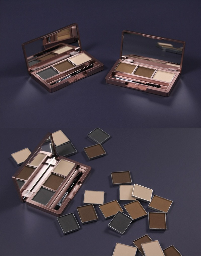 Waterproof and sweat proof highlight shadow side shadow is easy to last and not easy to decolorize tricolor eyebrow powder