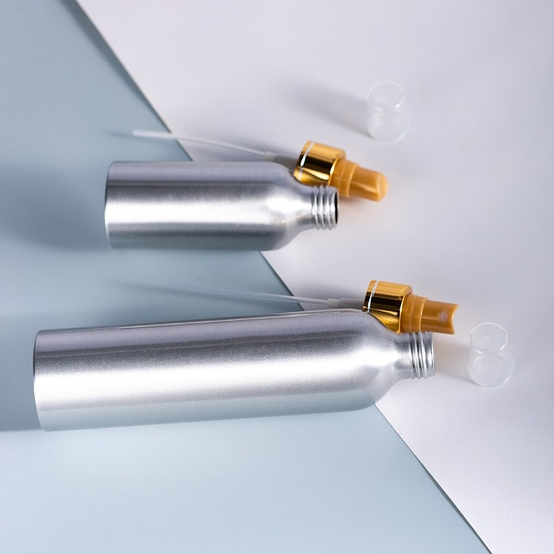 Aluminium Cosmetic Oil Bottle With Silver Oil Pump