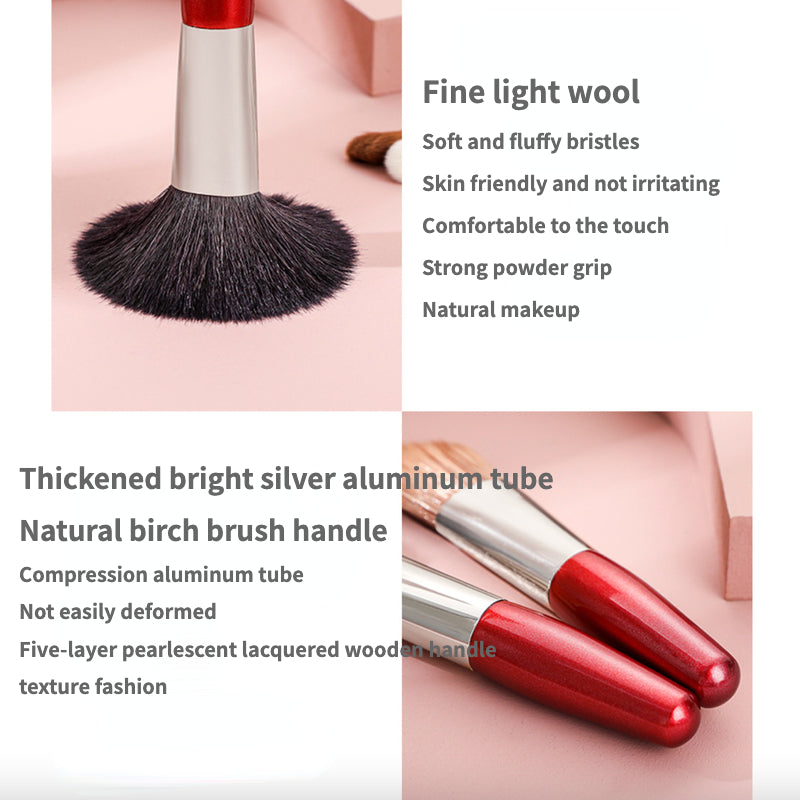 Dual-Ended Portable Fine Peaks Goat Hair Makeup Brush Set