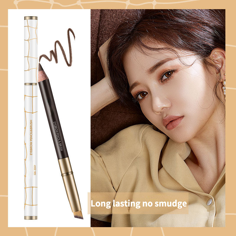 Double head duckbill head waterproof and sweatproof wooden eyebrow pencil
