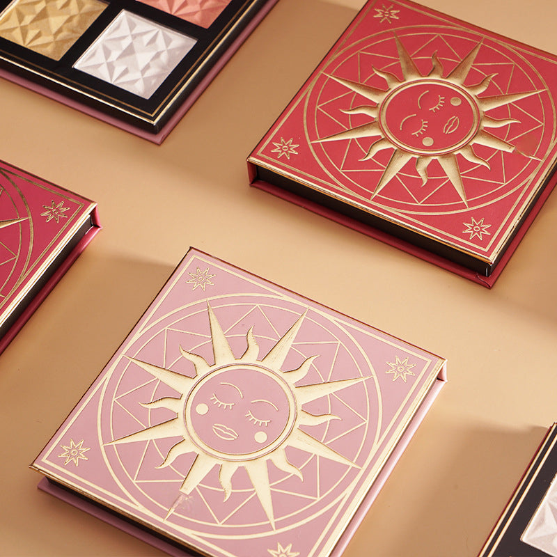 Long-lasting waterproof and sweat-proof powder blush + high-gloss four-color palette