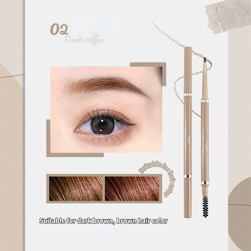Triangle head ultra-fine non-dizzy makeup lasting waterproof double-head eyebrow pencil