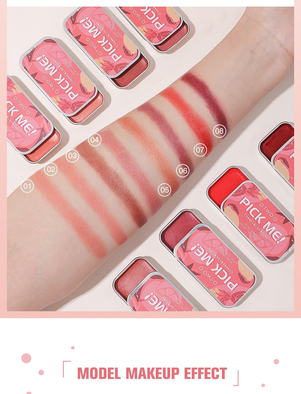 Metacnbeauty Sample Multifunctional Makeup Palette 3 IN 1 Lipstick Blush