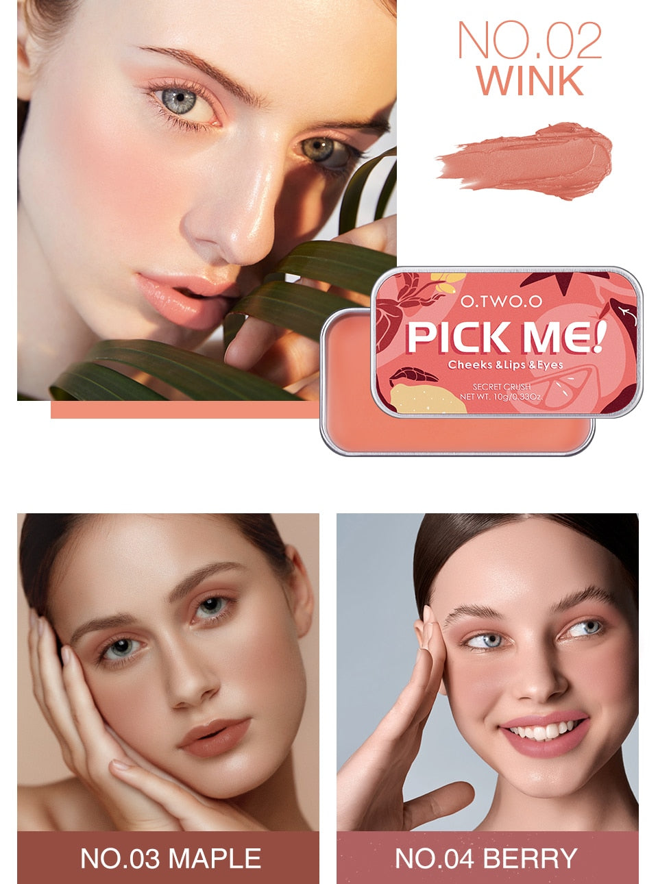 Metacnbeauty Sample Multifunctional Makeup Palette 3 IN 1 Lipstick Blush