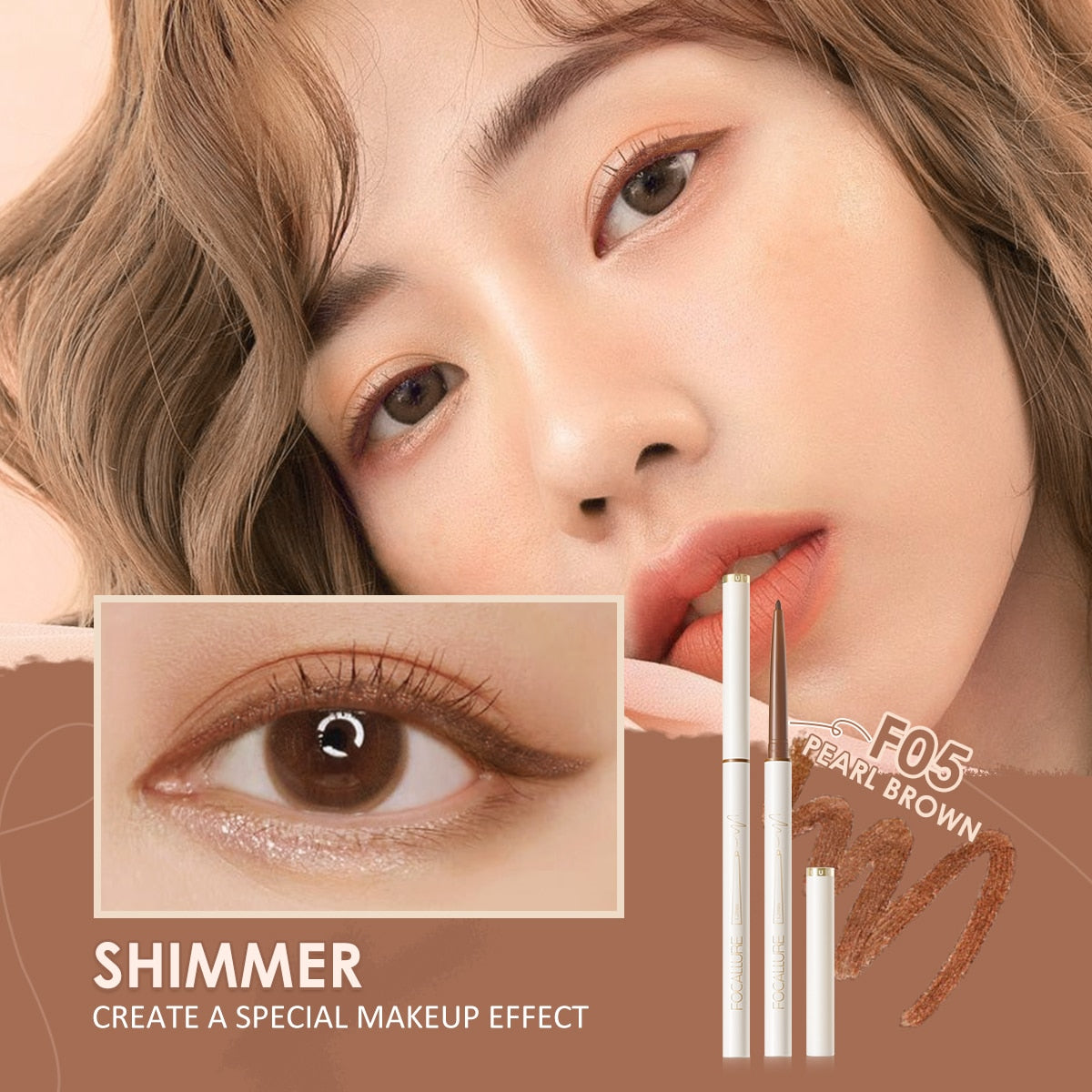 Metacnbeauty Sample  Waterproof Eyeliner Gel Pencil Red Brown Ultra-slim 1.7mm