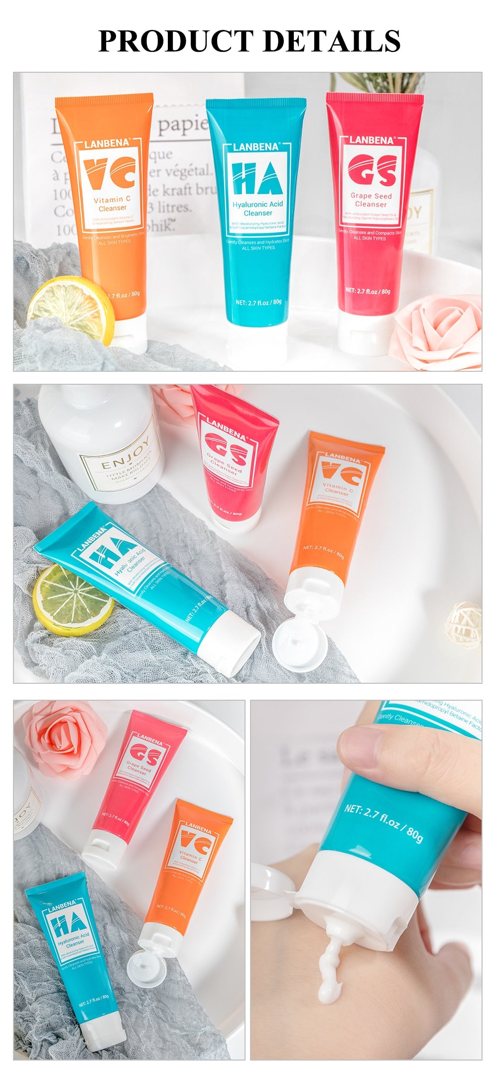 Metacnbeauty Sample Facial Cleanser Face Wash Foam Face Cleansing Face Scrub Moisturizing Deep Cleansing Oil Control Shrink Pore