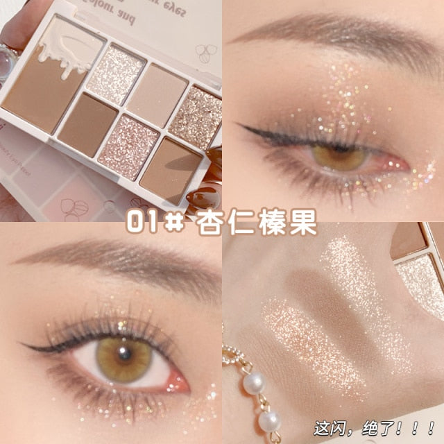 Metacnbeauty Sample Glitter 7 Colors Eyeshadow Palette Matte Shimmer Soft Touch Long Lasting Waterproof
