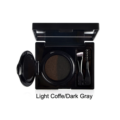 Private label two-color air cushion dyed eyebrow cream light coffe /dark gray color