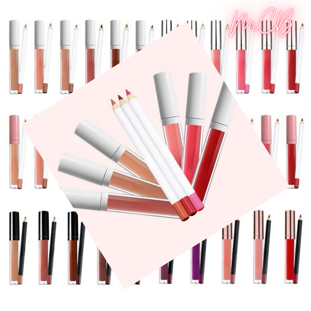 Private Label Natural Waterproof, non-transferable  lip liner and lip gloss set 1