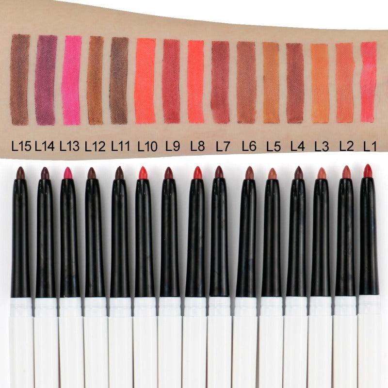 Color Board Of Private label  double-ended automatic rotating waterproof lip liner