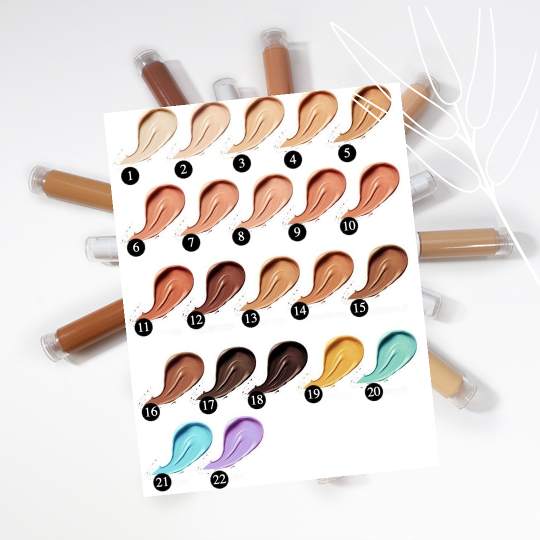 Private label cosmetics concealer liquid stick shades chart