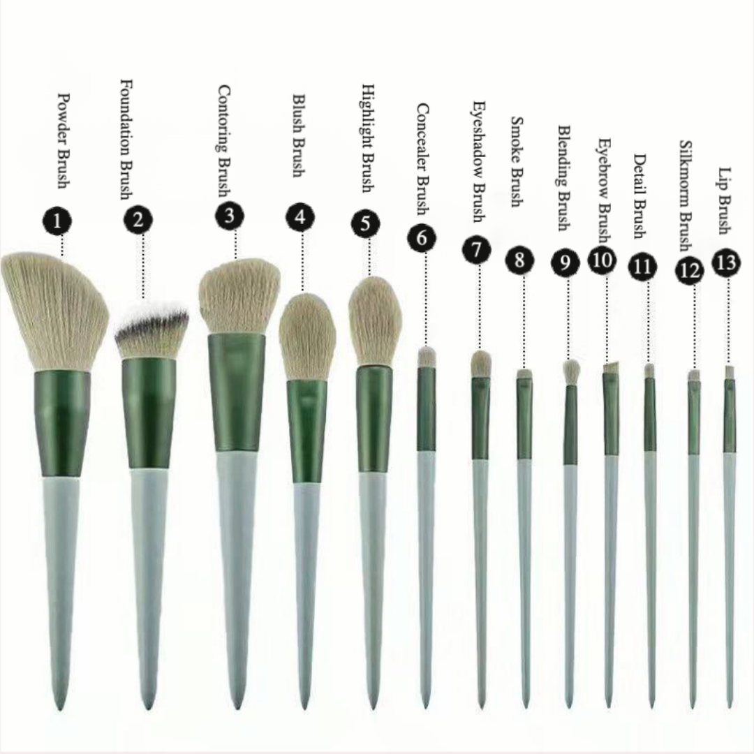 Private Label 13-Piece Synthetic Wool Makeup Brush Set