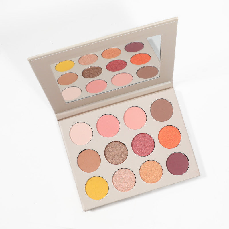 MetaCNBeauty Private Label Round Hole 12 Color Eye Shadow Palette In Beige Box 