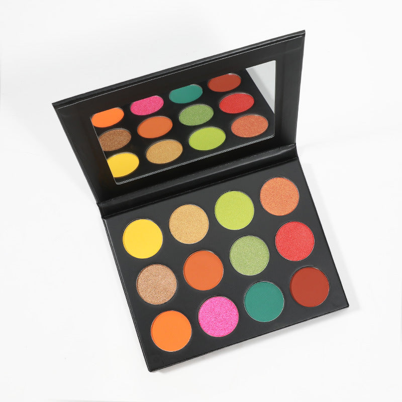 MetaCNBeauty Private Label Round Hole 12 Color Eye Shadow Palette In Black Box 