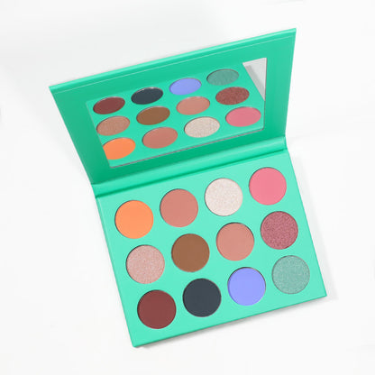 MetaCNBeauty Private Label Round Hole 12 Color Eye Shadow Palette In Green Box 